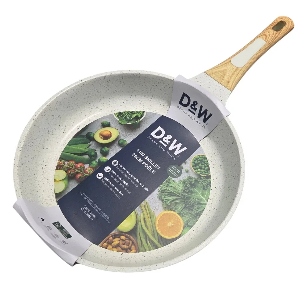 D&W Deane And White Premium Cookware 11in Nonstick‎ Frying Pan Skillet Ivory
